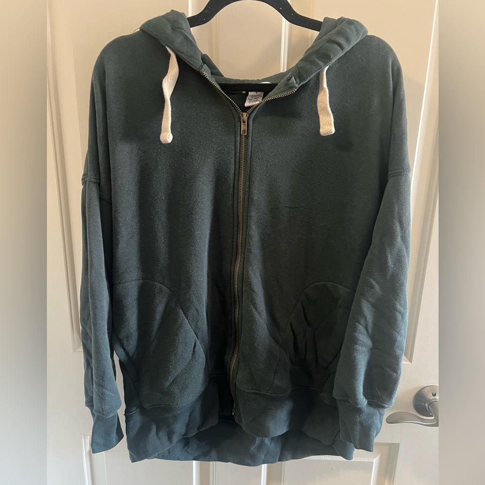 Green Zip-Up Hoodie S